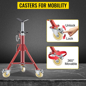 V Head Pipe Jack Stand With Casters