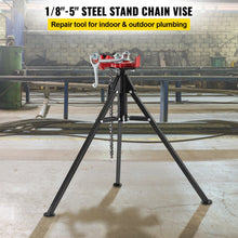 Load image into Gallery viewer, 5&quot; Tripod Pipe Chain Vise Stand
